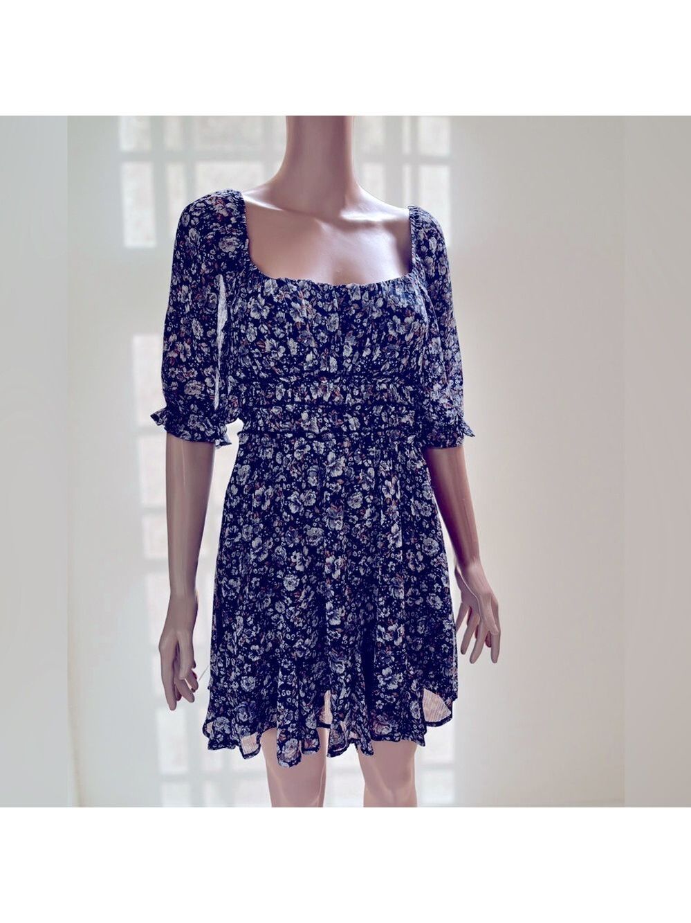 (3 for $12 item) Trixxi  Blue Floral Tiered Dress Medium